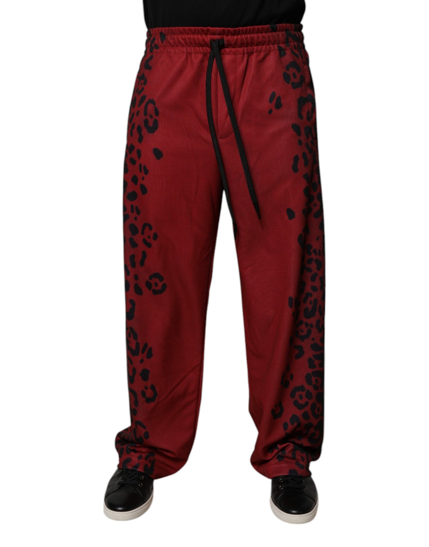 Dolce &amp; Gabbana Rote Jogginghose aus Polyester mit Leopardenmuster für Herren