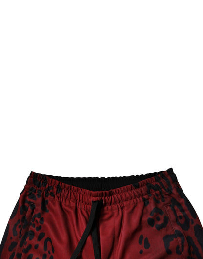 Dolce &amp; Gabbana Rote Jogginghose aus Polyester mit Leopardenmuster für Herren