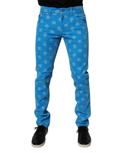 Dolce &amp; Gabbana – Blaue Skinny-Jeans aus Baumwolle mit Logo-Monogramm