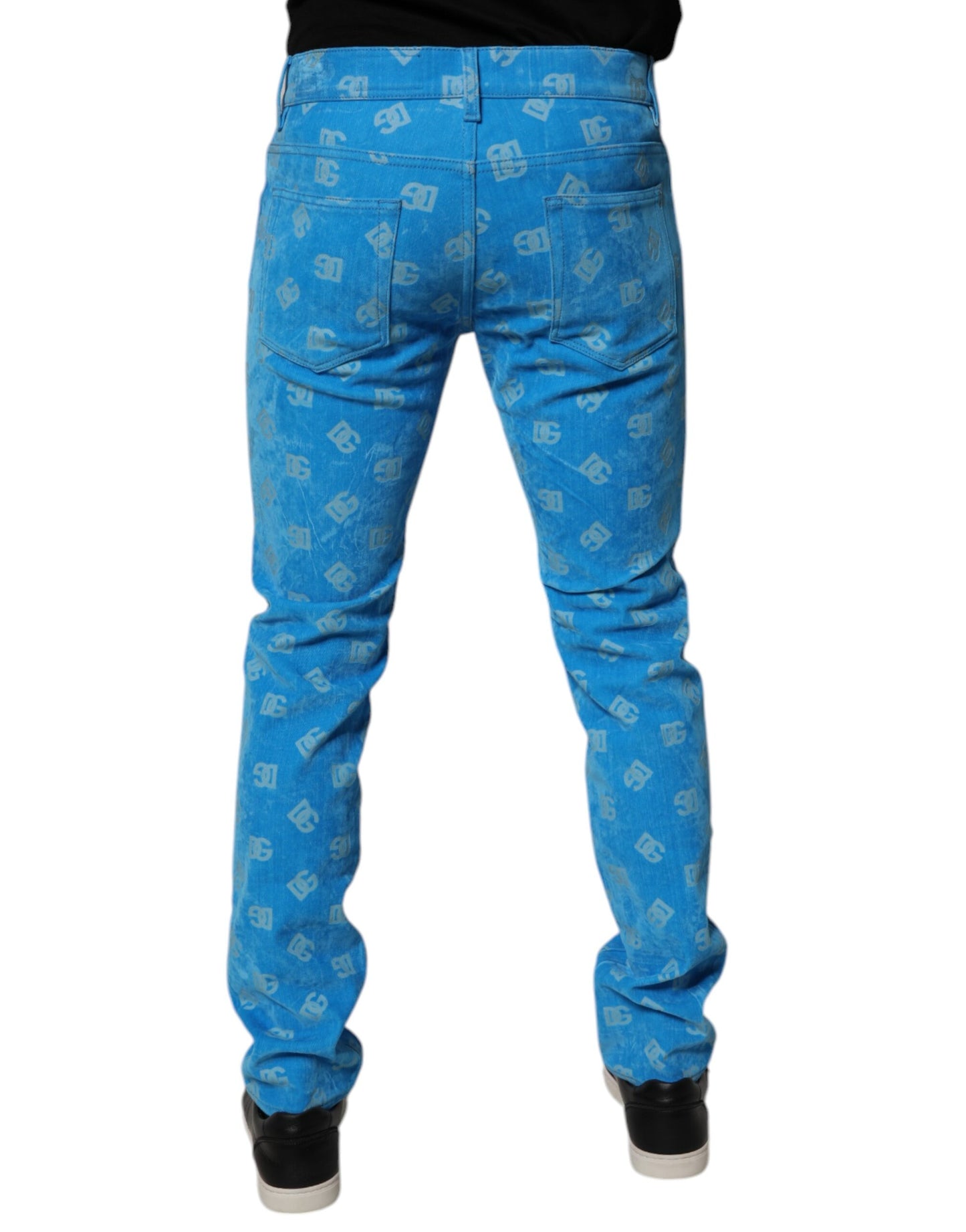 Dolce &amp; Gabbana – Blaue Skinny-Jeans aus Baumwolle mit Logo-Monogramm