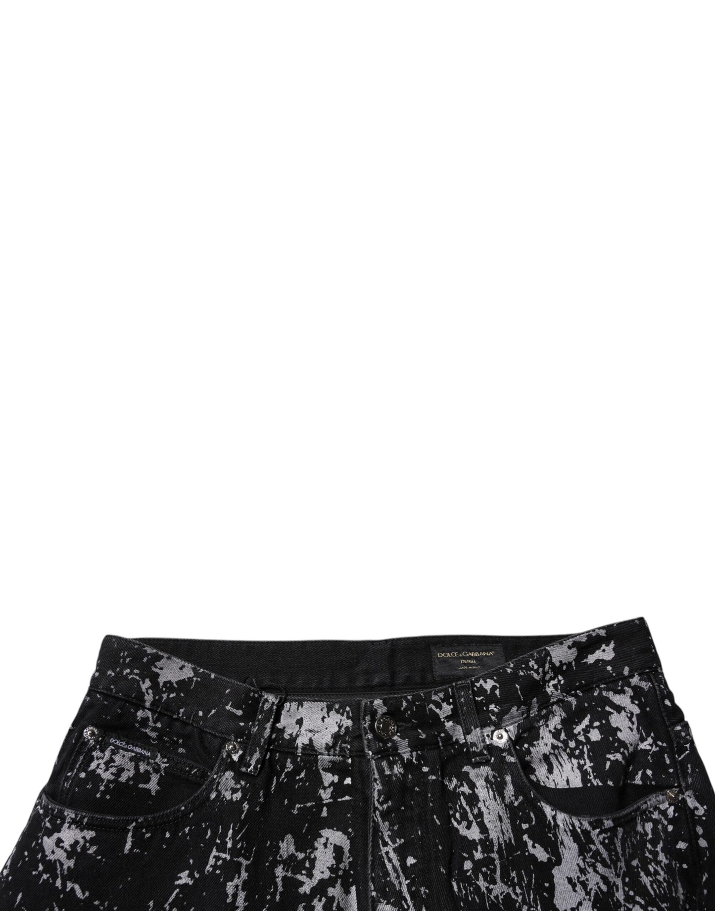 Dolce &amp; Gabbana – Schwarze, gerade Jeans aus Baumwolle mit Batikmuster für Herren