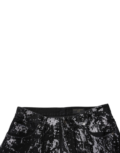 Dolce &amp; Gabbana – Schwarze, gerade Jeans aus Baumwolle mit Batikmuster für Herren