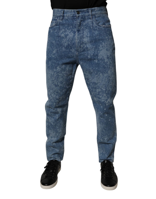 Dolce &amp; Gabbana – Blaue Skinny-Jeans aus Baumwolle mit Batikmuster für Herren
