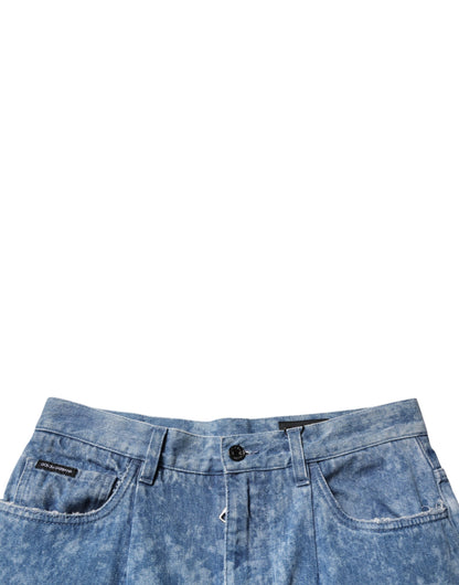 Dolce &amp; Gabbana – Blaue Skinny-Jeans aus Baumwolle mit Batikmuster für Herren