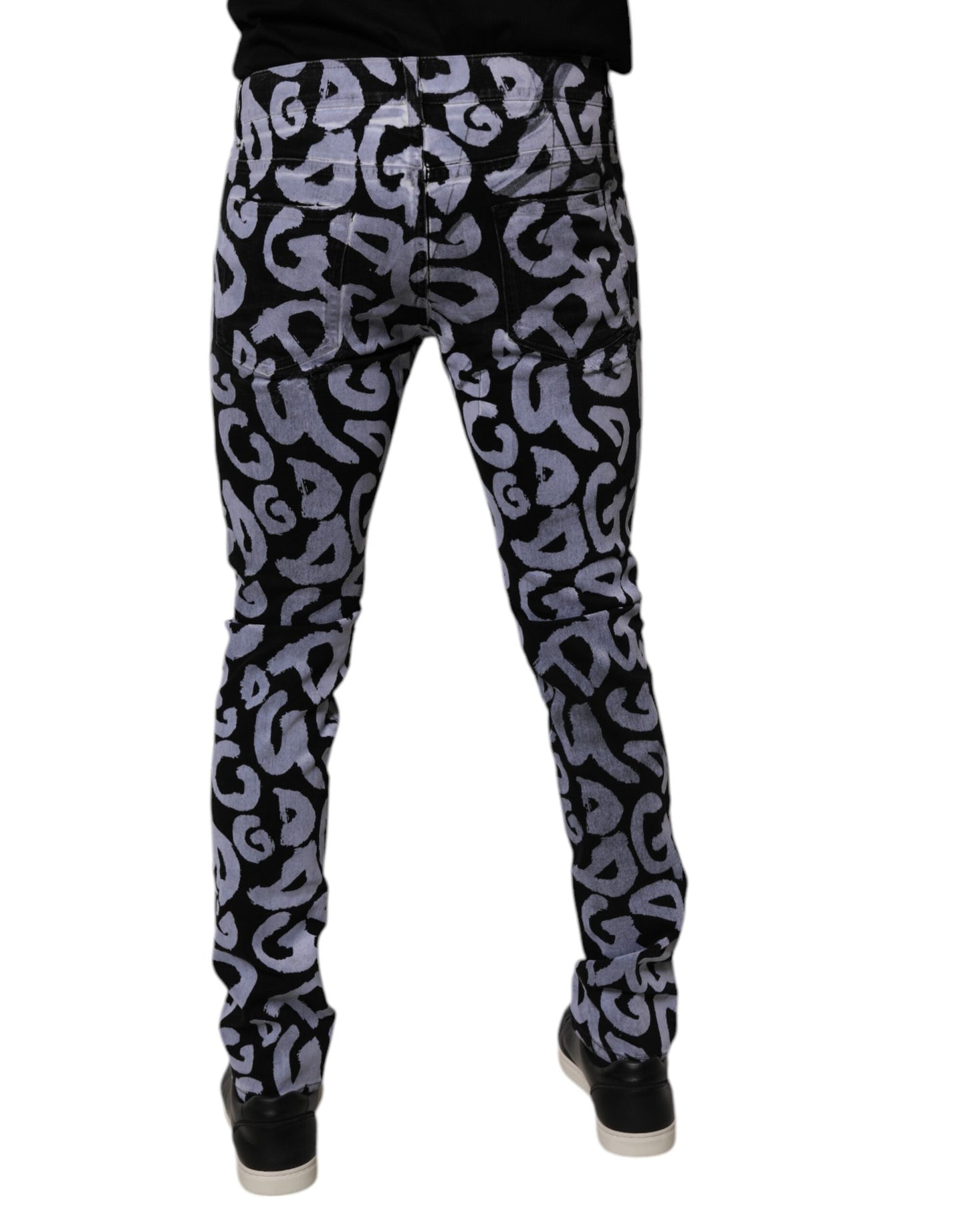 Dolce &amp; Gabbana – Schwarze Skinny-Jeans aus Baumwolle mit Logo-Monogramm