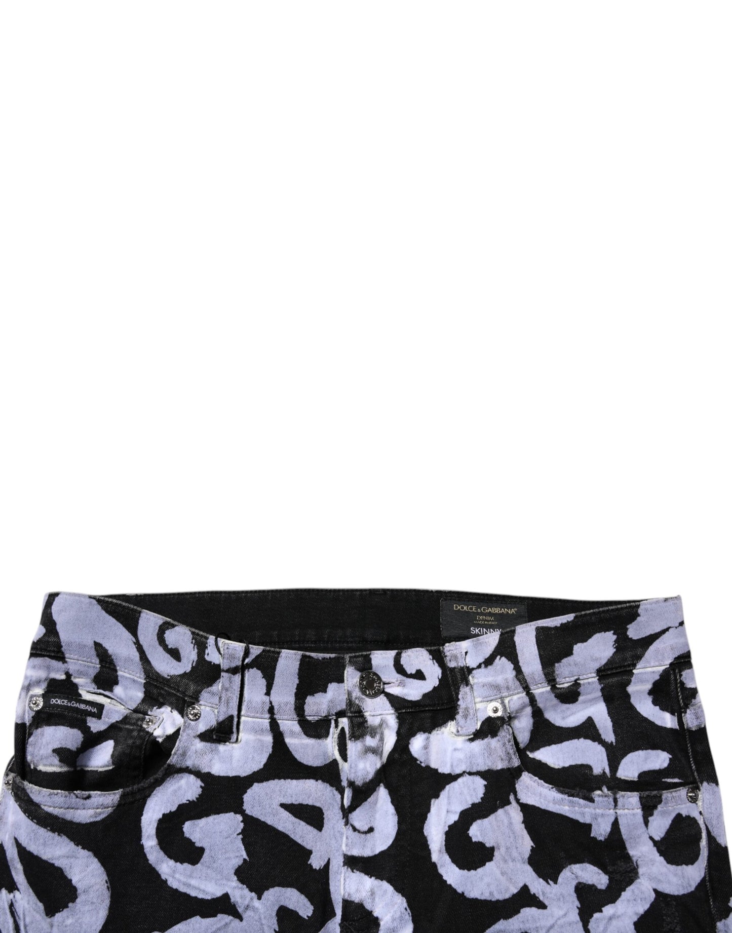 Dolce &amp; Gabbana – Schwarze Skinny-Jeans aus Baumwolle mit Logo-Monogramm