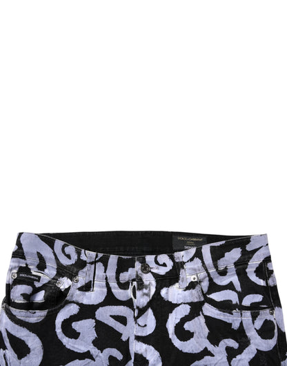 Dolce &amp; Gabbana – Schwarze Skinny-Jeans aus Baumwolle mit Logo-Monogramm