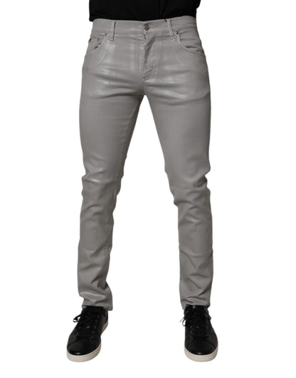 Dolce &amp; Gabbana Graue Slim Fit Jeans aus Baumwollstretch für Herren