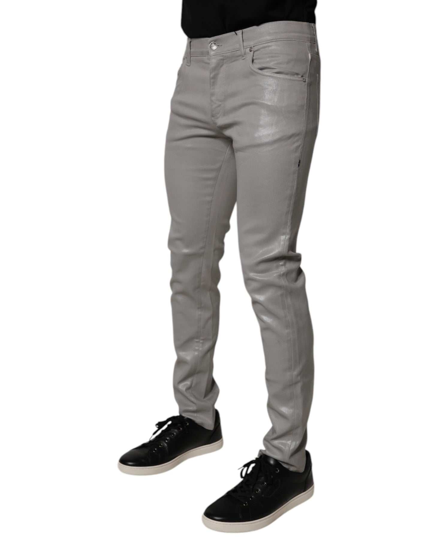 Dolce &amp; Gabbana Graue Slim Fit Jeans aus Baumwollstretch für Herren