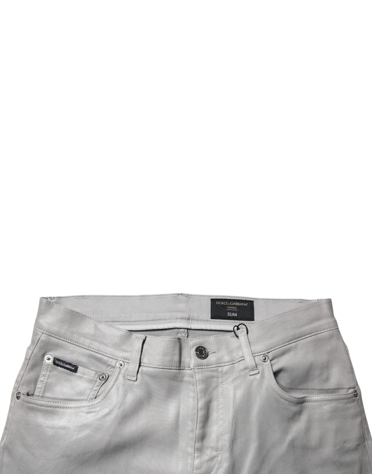 Dolce &amp; Gabbana Graue Slim Fit Jeans aus Baumwollstretch für Herren