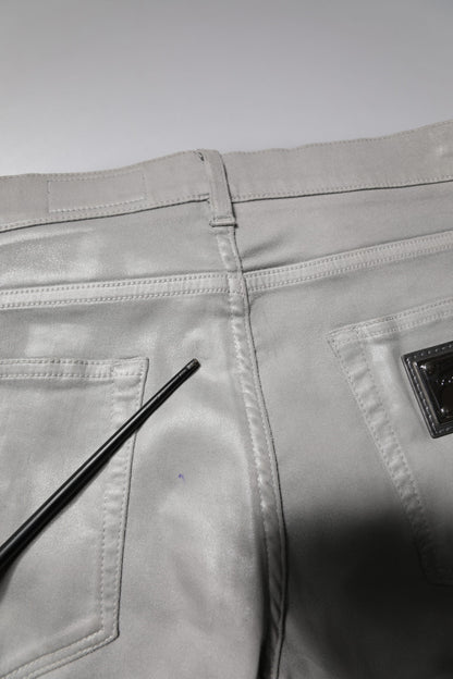 Dolce &amp; Gabbana Graue Slim Fit Jeans aus Baumwollstretch für Herren