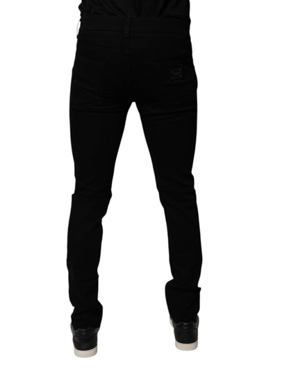 Dolce &amp; Gabbana – Schwarze Skinny-Jeans aus Baumwolle mit heiligem Herzen