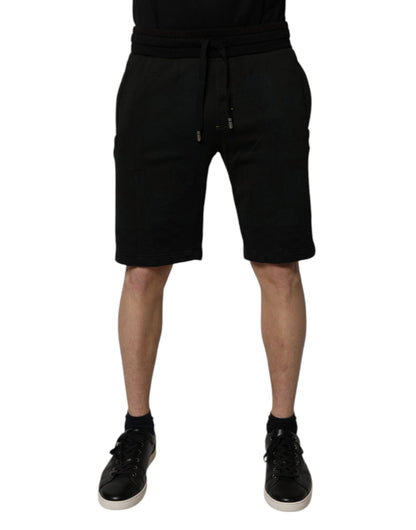Dolce &amp; Gabbana Schwarze Baumwoll-Sweatshorts Herren-Bermudashorts