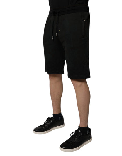 Dolce &amp; Gabbana Schwarze Baumwoll-Sweatshorts Herren-Bermudashorts