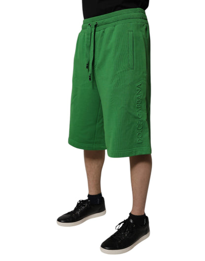 Dolce &amp; Gabbana Grüne Herren-Sweatshorts aus Baumwolle, Bermudashorts