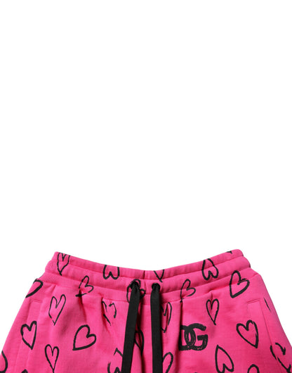 Dolce &amp; Gabbana – Rosa Bermudashorts aus Baumwolle mit Herz-Print