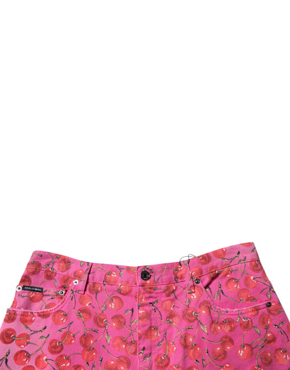 Dolce &amp; Gabbana – Cargo-Shorts aus Baumwolle mit Kirschprint in Rosa