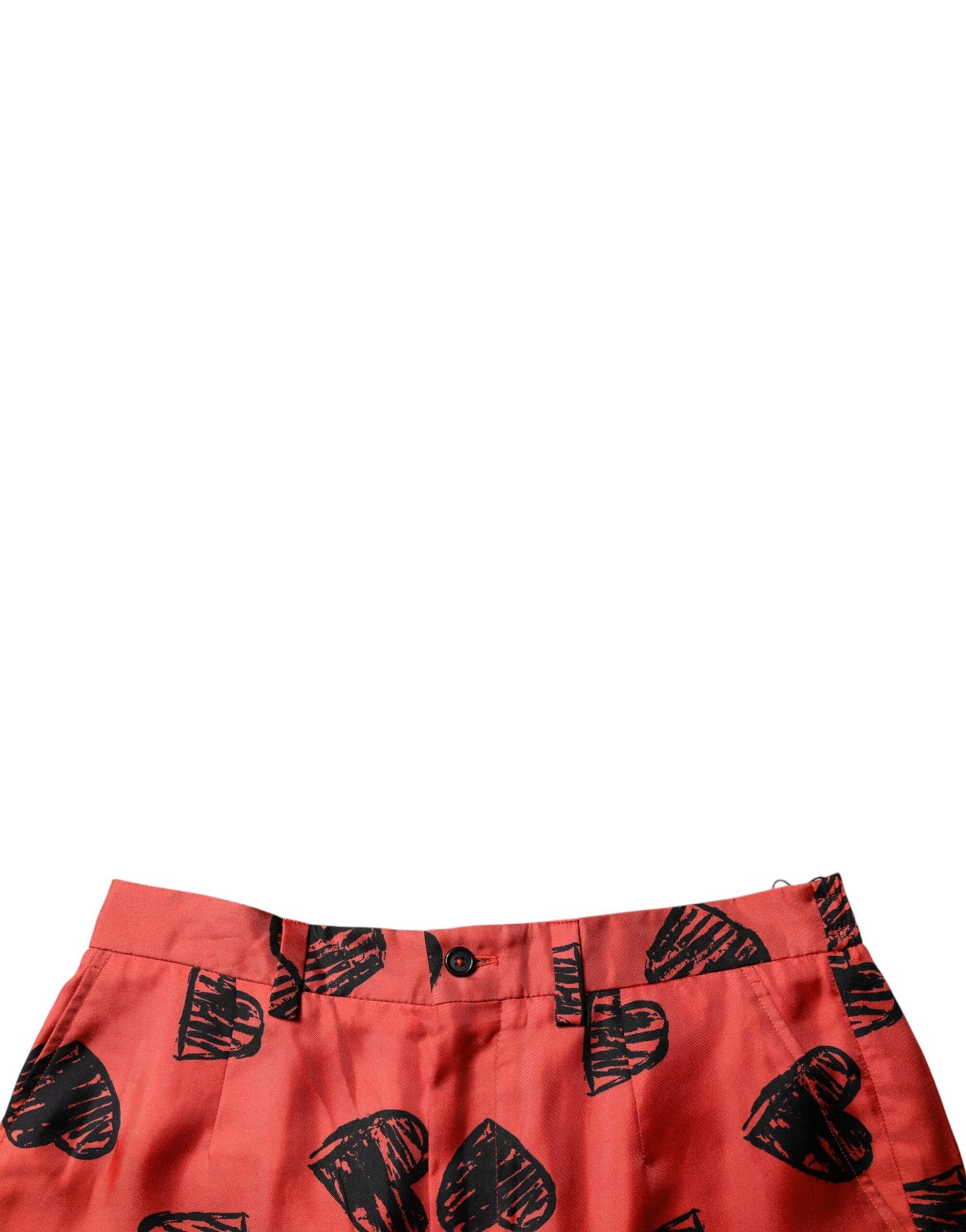 Dolce &amp; Gabbana – Orangefarbene Bermudashorts aus Seide mit Herz-Print