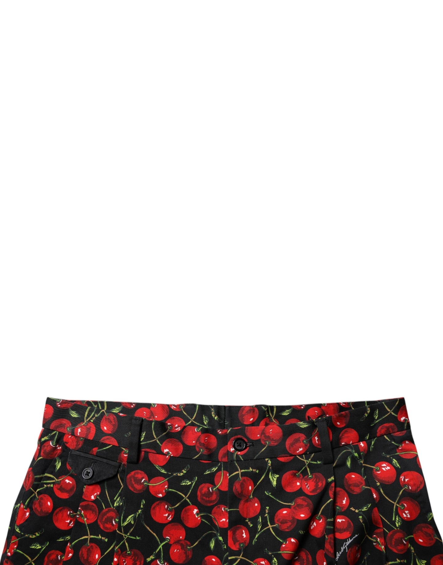 Dolce &amp; Gabbana – Bermudashorts aus Baumwolle mit schwarzem und rotem Kirschdruck