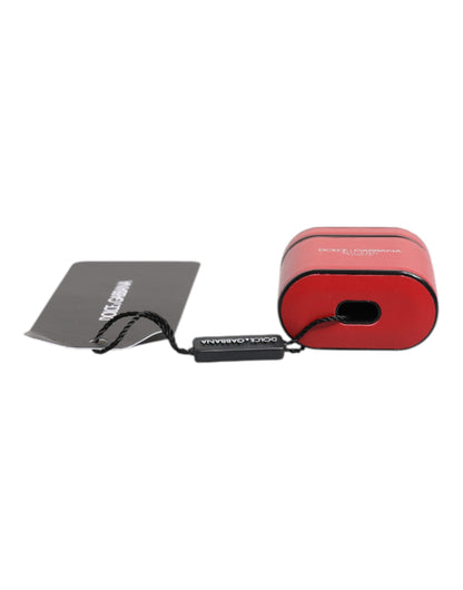 Dolce &amp; Gabbana – Airpods-Hülle mit Klapphalter und Logo-Print aus rotem Kalbsleder