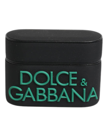 Dolce &amp; Gabbana – Airpods-Hülle aus Silikon mit geprägtem Logo in Schwarz und Orange