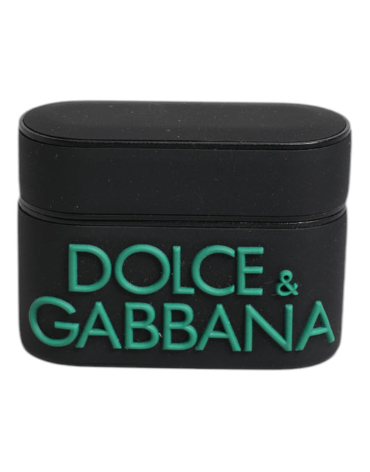 Dolce &amp; Gabbana – Airpods-Hülle aus Silikon mit geprägtem Logo in Schwarz und Orange