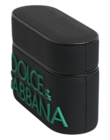Dolce &amp; Gabbana – Airpods-Hülle aus Silikon mit geprägtem Logo in Schwarz und Orange