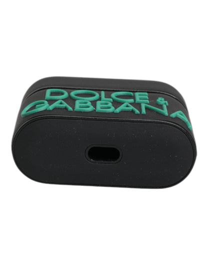 Dolce &amp; Gabbana – Airpods-Hülle aus Silikon mit geprägtem Logo in Schwarz und Orange