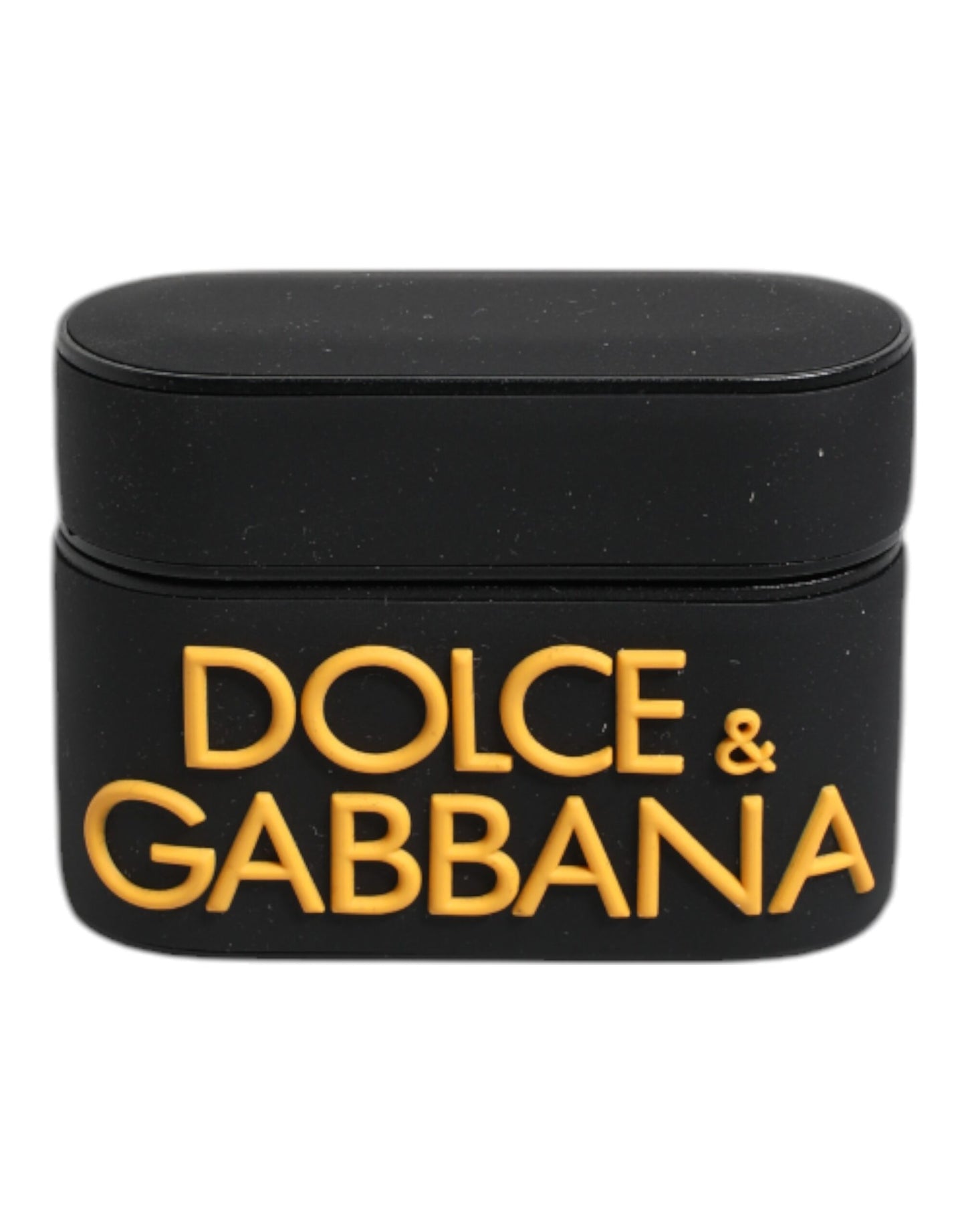 Dolce &amp; Gabbana – Airpods-Hülle aus Silikon mit geprägtem Logo in Schwarz und Gelb