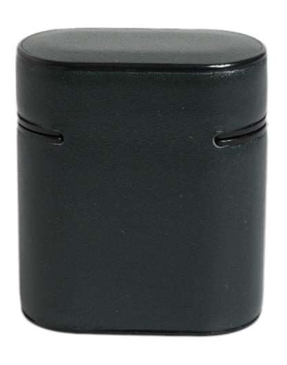 Dolce &amp; Gabbana AirPods-Hülle aus grünem Kalbsleder mit Logo-Print und Klappverschluss