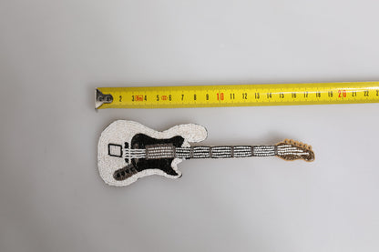 Dolce &amp; Gabbana – Gitarren-Brosche mit Logo und Perlen aus goldenem Messing