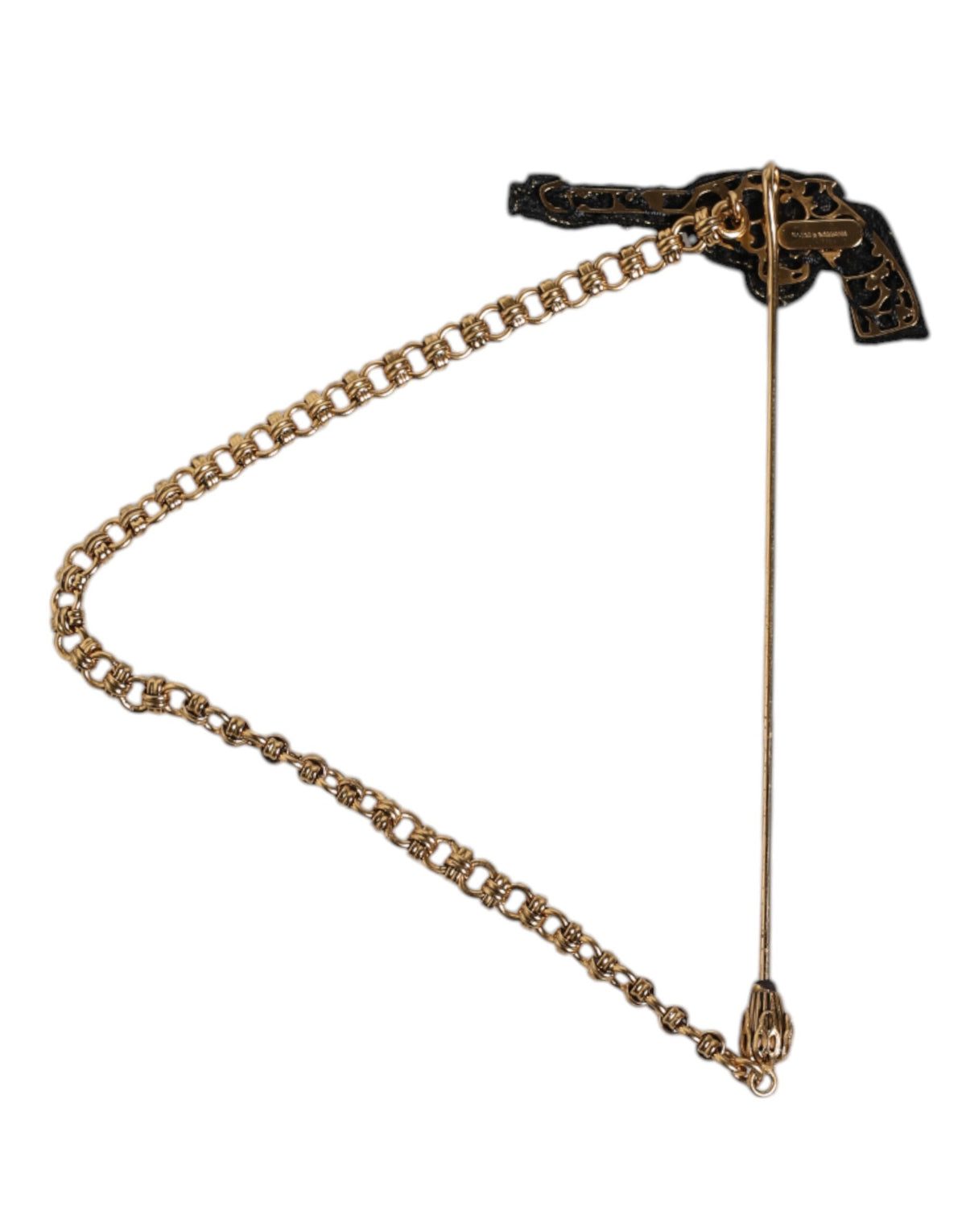 Dolce &amp; Gabbana Revolver-Brosche, Anstecknadel, Schwarzgold, Messing, Kupfer