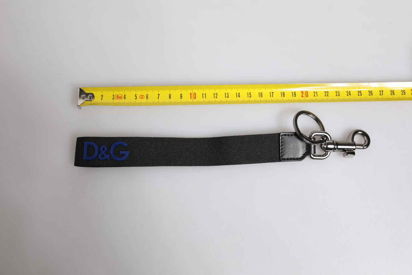 Dolce &amp; Gabbana Schwarz Logo Nylon Silber Messing Männer Halter Schlüsselanhänger Schlüsselanhänger