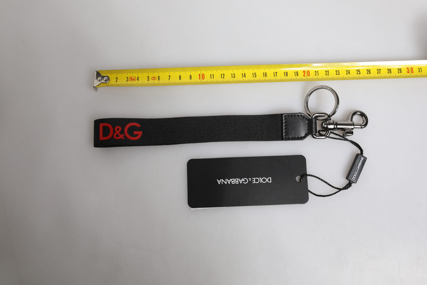 Dolce &amp; Gabbana Schwarz Logo Nylon Silber Messing Männer Halter Schlüsselanhänger Schlüsselanhänger