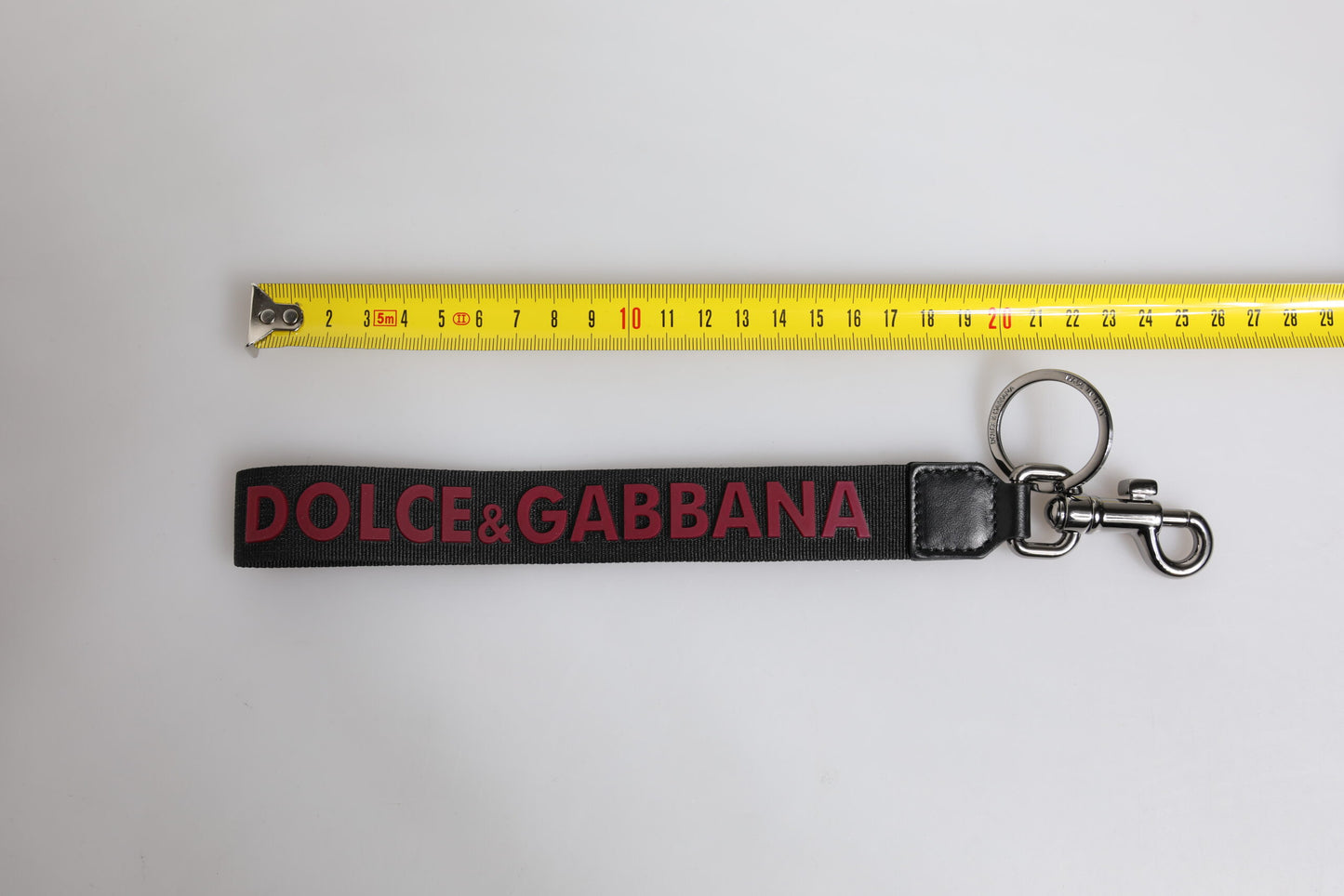 Dolce &amp; Gabbana Schwarz Logo Nylon Silber Messing Männer Halter Schlüsselanhänger Schlüsselanhänger