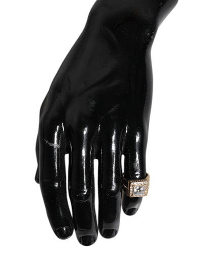 Dolce &amp; Gabbana – Goldfarbener Ring aus Sterlingsilber 925 mit Kristallen