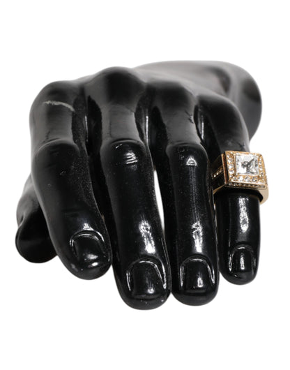 Dolce &amp; Gabbana – Goldfarbener Ring aus Sterlingsilber 925 mit Kristallen