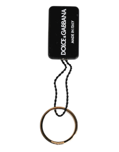 Dolce &amp; Gabbana – Goldfarbener Messingring mit rotem Kristall und DG-Logo