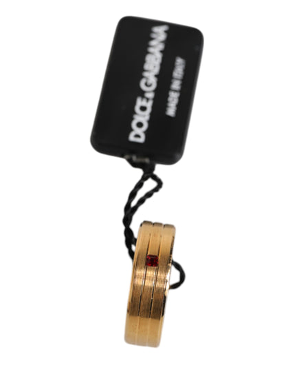 Dolce &amp; Gabbana – Goldfarbener Messingring mit rotem Kristall und DG-Logo