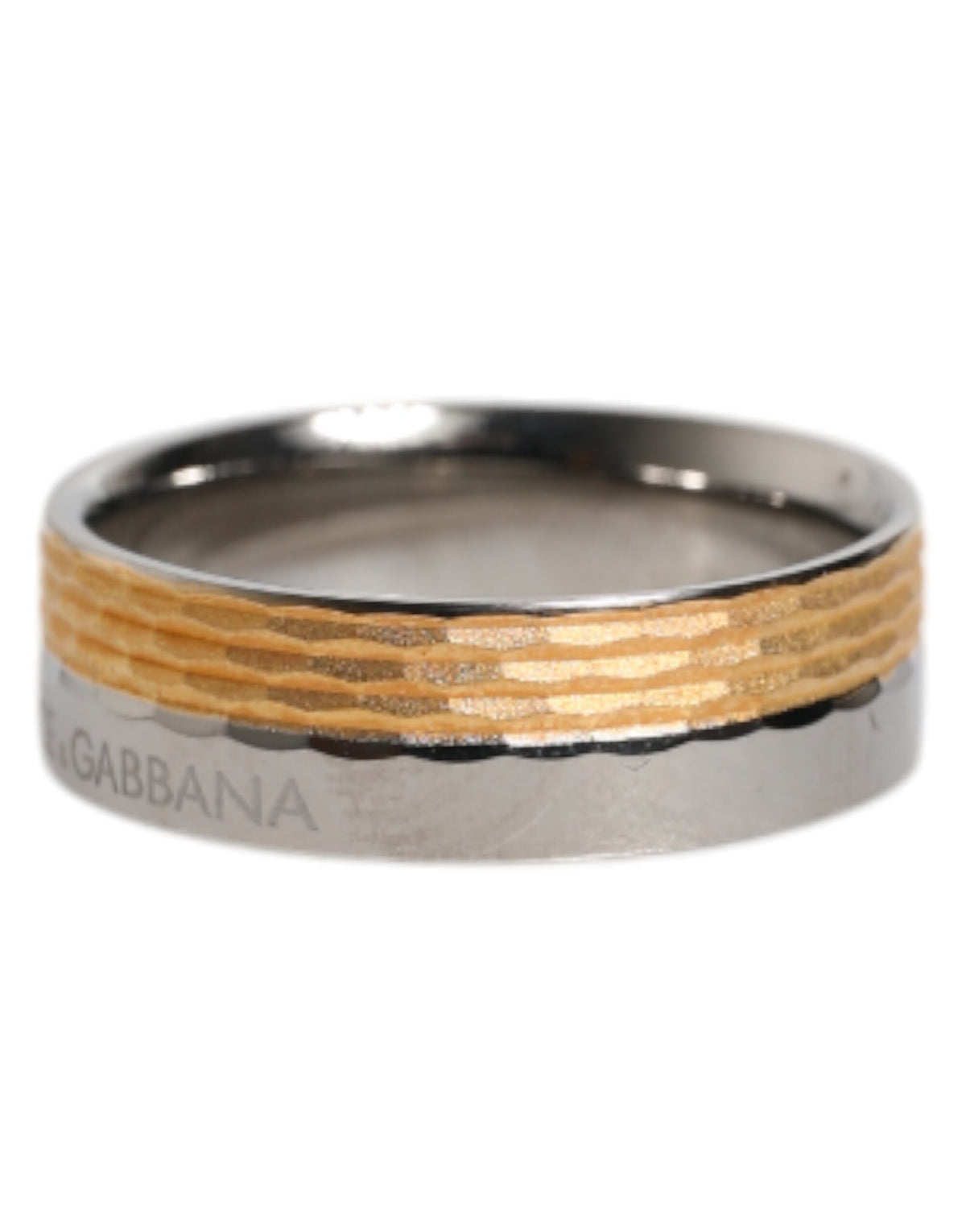 Dolce & Gabbana Gold-Silberfarbener Ring aus echtem Messing mit DG-Logo