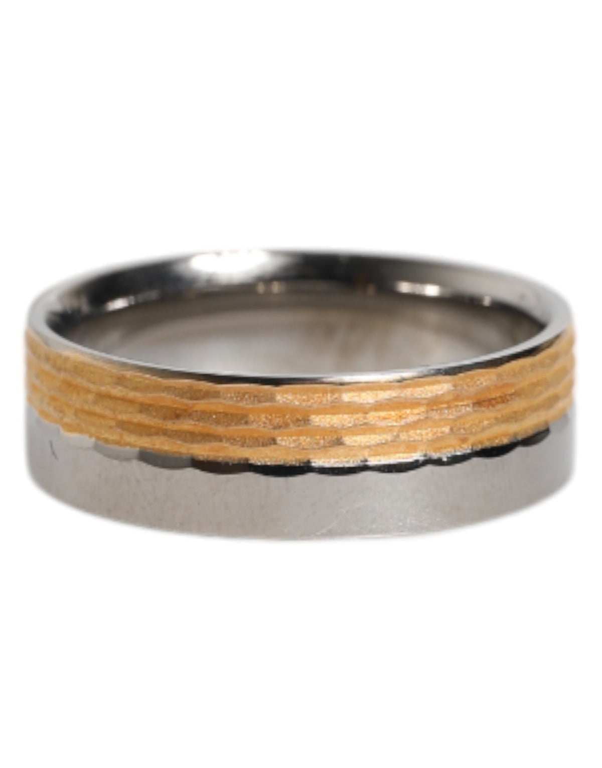 Dolce & Gabbana Gold-Silberfarbener Ring aus echtem Messing mit DG-Logo