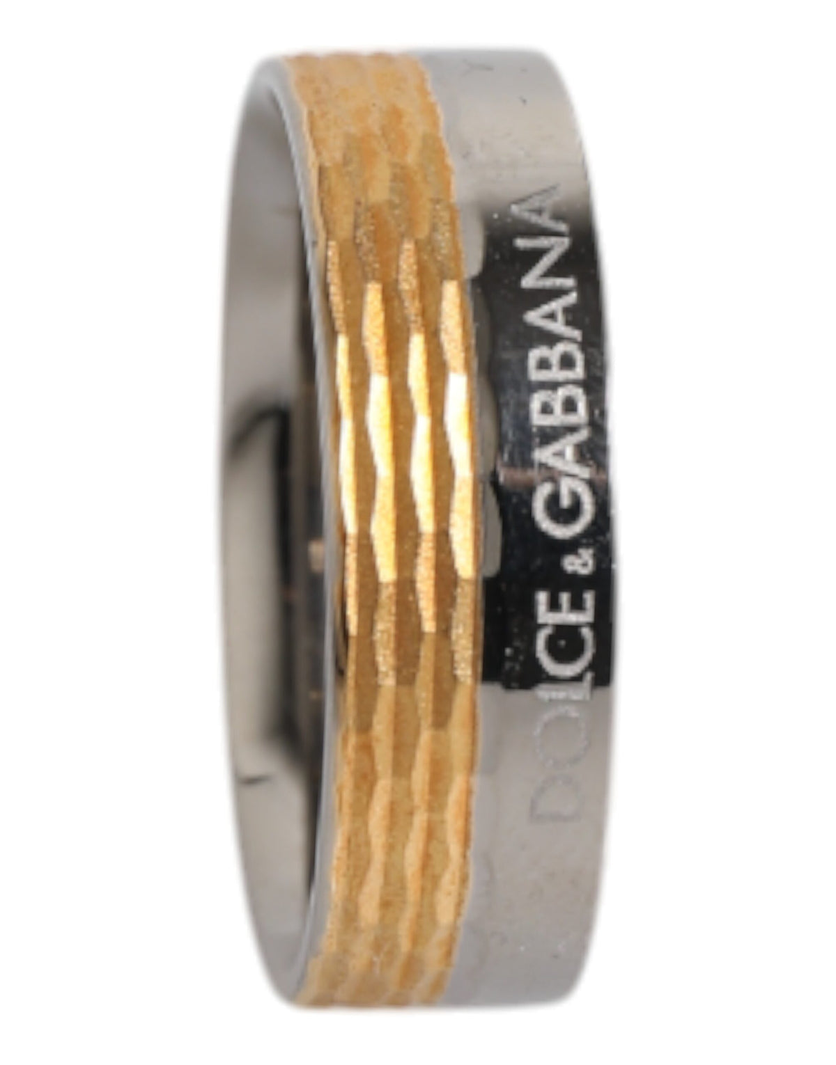 Dolce & Gabbana Gold-Silberfarbener Ring aus echtem Messing mit DG-Logo