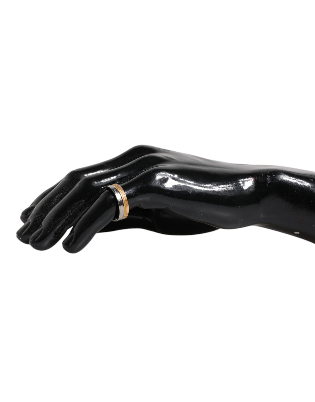 Dolce & Gabbana Gold-Silberfarbener Ring aus echtem Messing mit DG-Logo