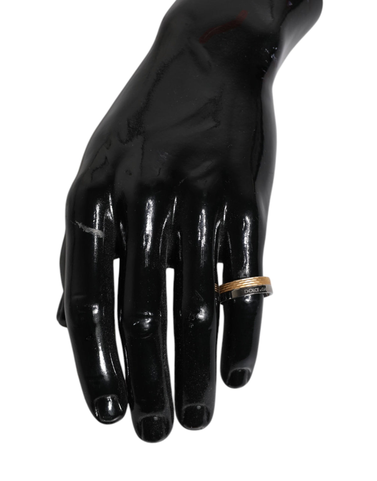 Dolce & Gabbana Gold-Silberfarbener Ring aus echtem Messing mit DG-Logo