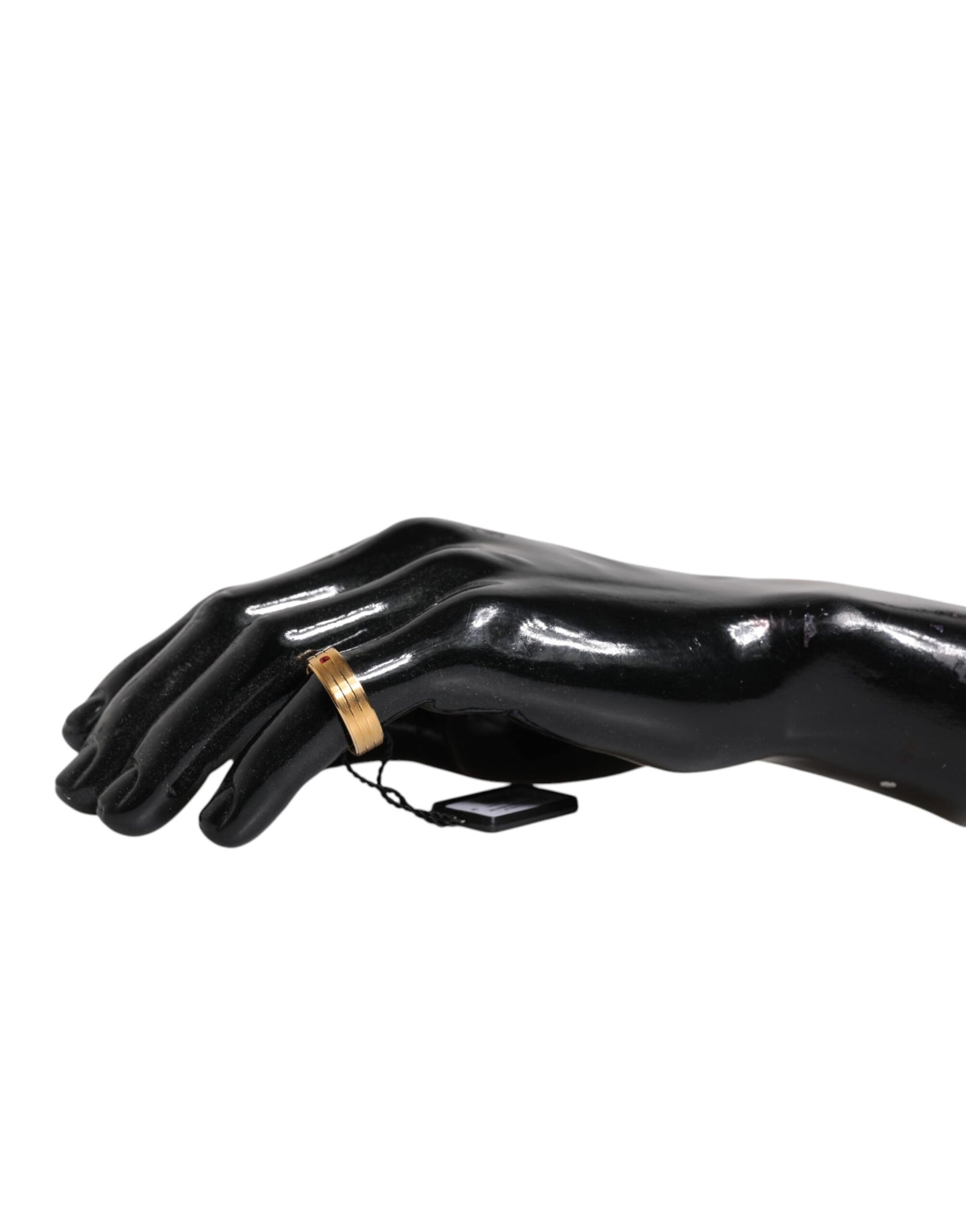 Dolce &amp; Gabbana – Goldfarbener Messingring mit rotem Kristall und DG-Logo