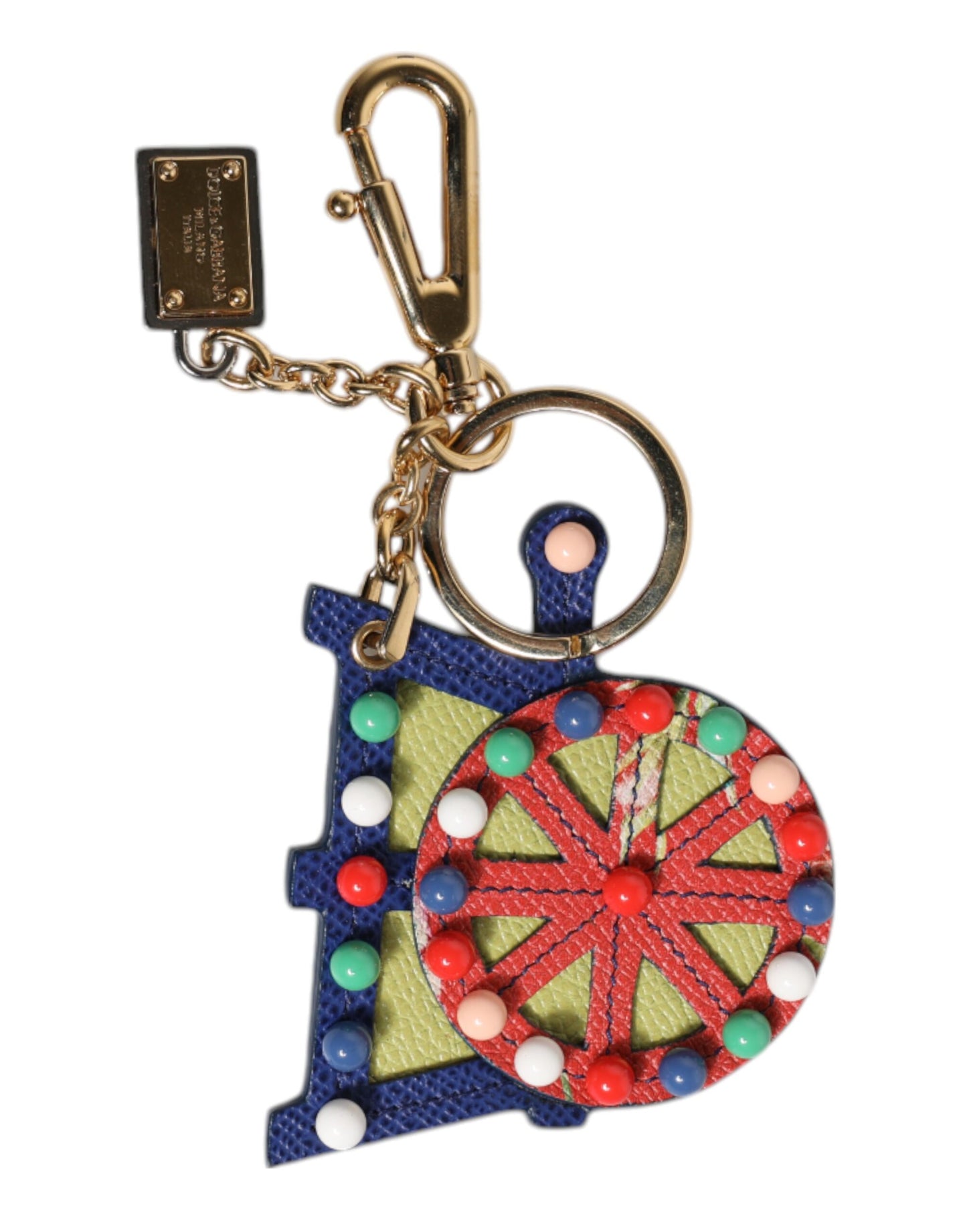 Dolce & Gabbana Multicolor Gold Tone Carretto Keychain Keyring
