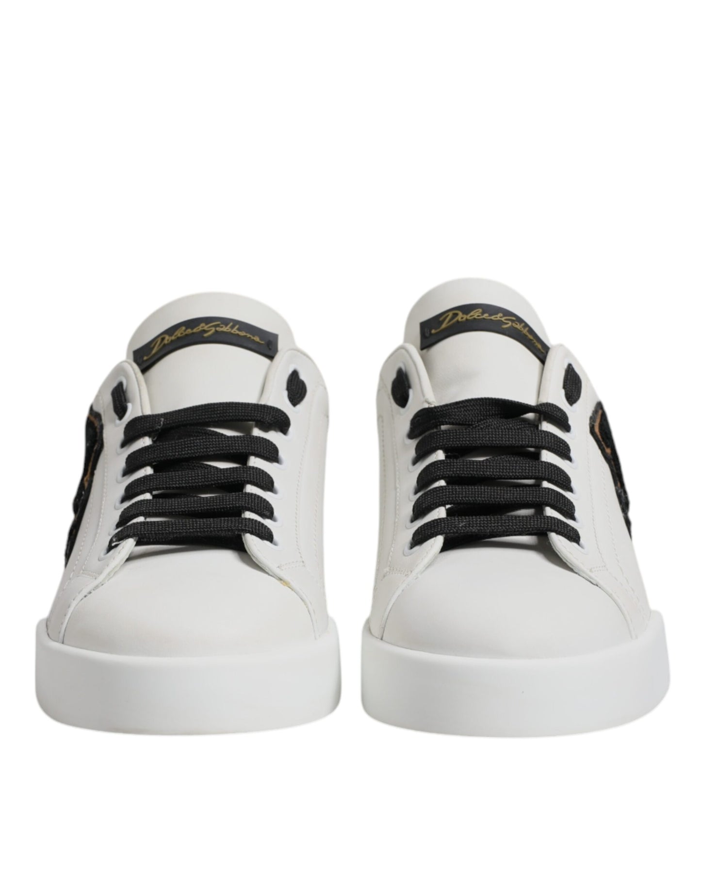 Dolce &amp; Gabbana Weiße Leder DG Logo Low Top Sneakers Schuhe