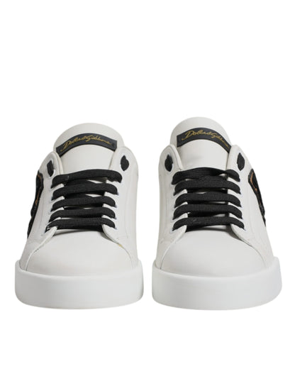 Dolce &amp; Gabbana Weiße Leder DG Logo Low Top Sneakers Schuhe