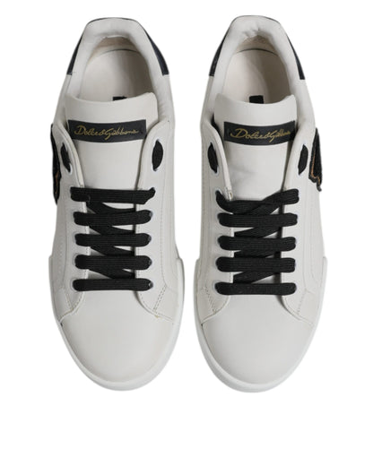 Dolce &amp; Gabbana Weiße Leder DG Logo Low Top Sneakers Schuhe