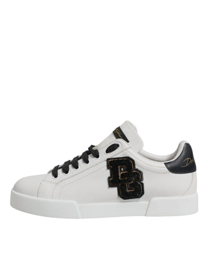 Dolce &amp; Gabbana Weiße Leder DG Logo Low Top Sneakers Schuhe